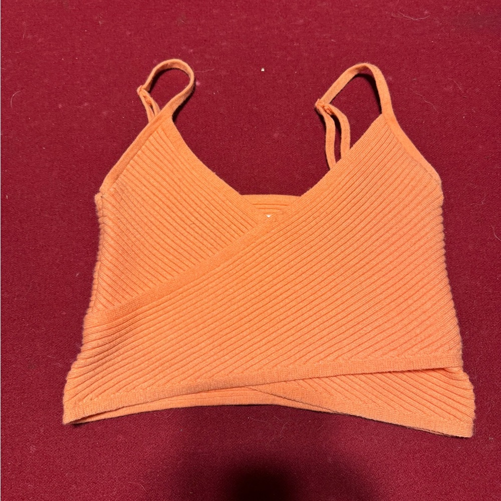American Eagle Outfitters Orange Ribbed Crop Camisole
